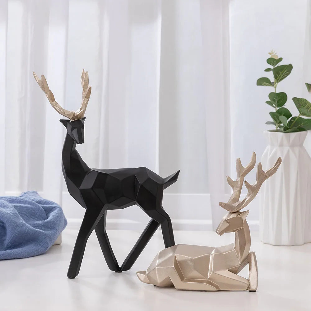 European Resin Geometric Deer Ornament, Decorative Craft for Living Room