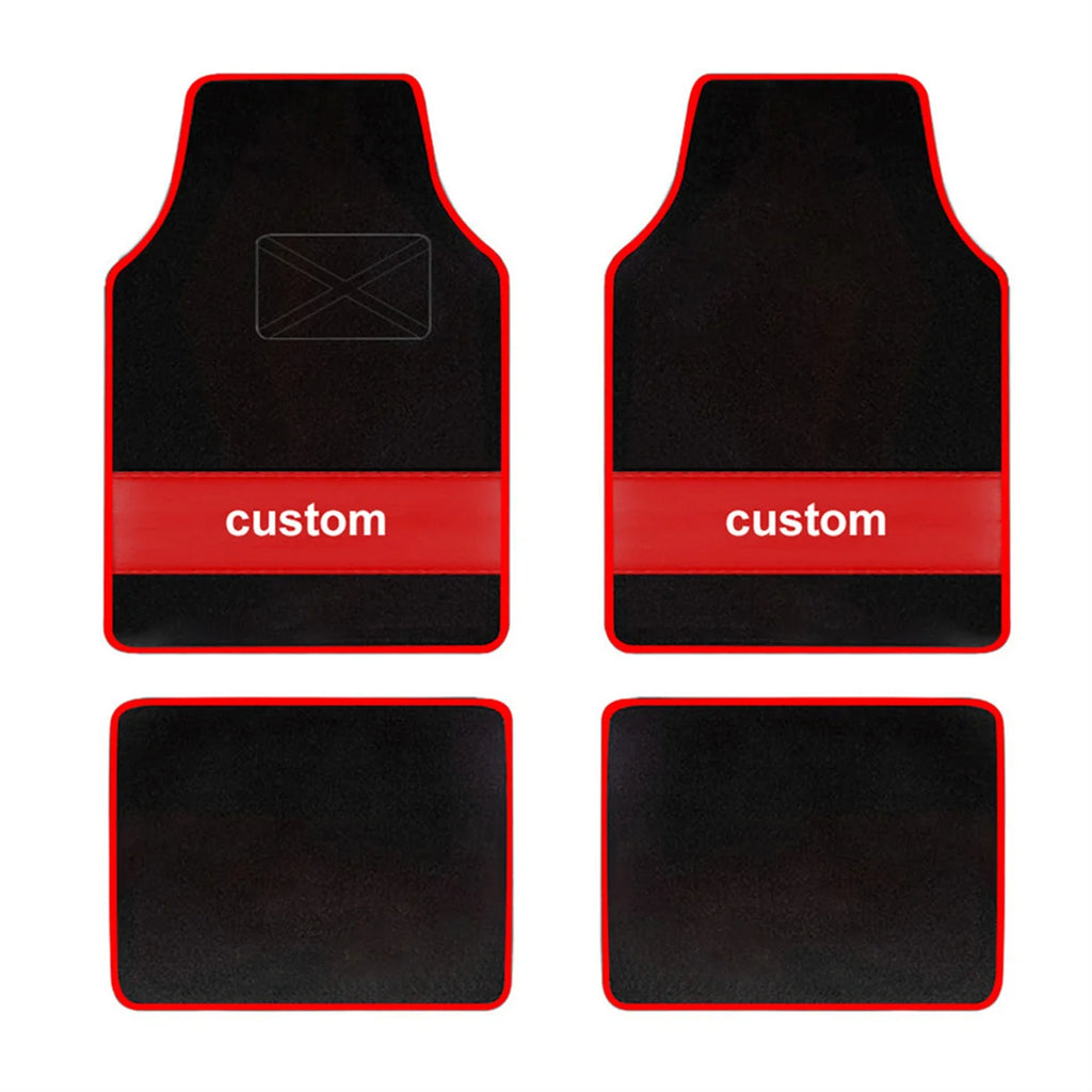 Custom Text Car Floor Mats – Full Set of 4 Front & Rear Universal Carpet