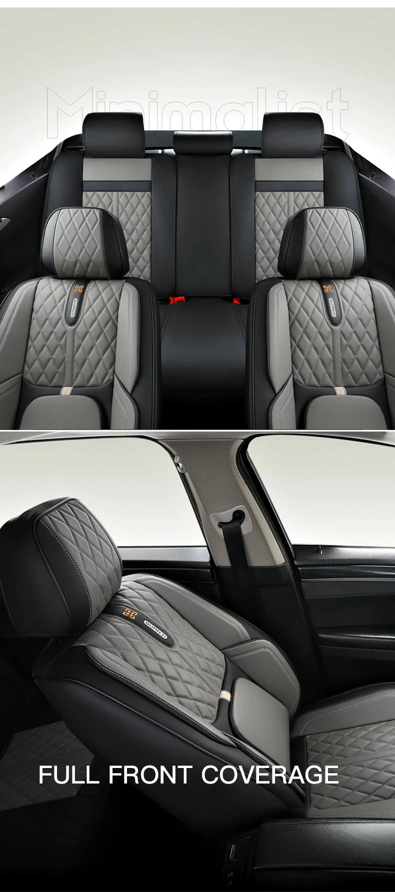 Universal Car Seat Covers Full Covered Durable Nappa Leather Seat Cushion for 90% Sedan SUV  Include Front and Rear Cover