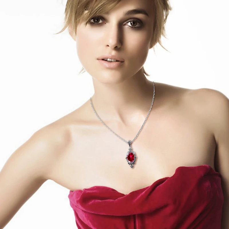 Hand Made Real 925 Sterling Silver Garnet Stone Necklace Pendant For Women Statement Vintage Fine Jewelry Mother Trendy Gifts
