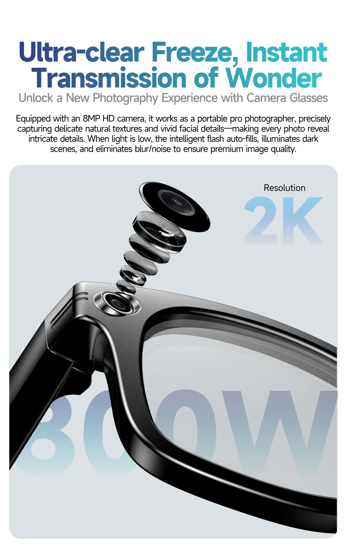 AI Smart Glasses with 8MP Camera – WiFi 5G/4G, Bluetooth, Voice Assistant, Music & Video | Men & Women