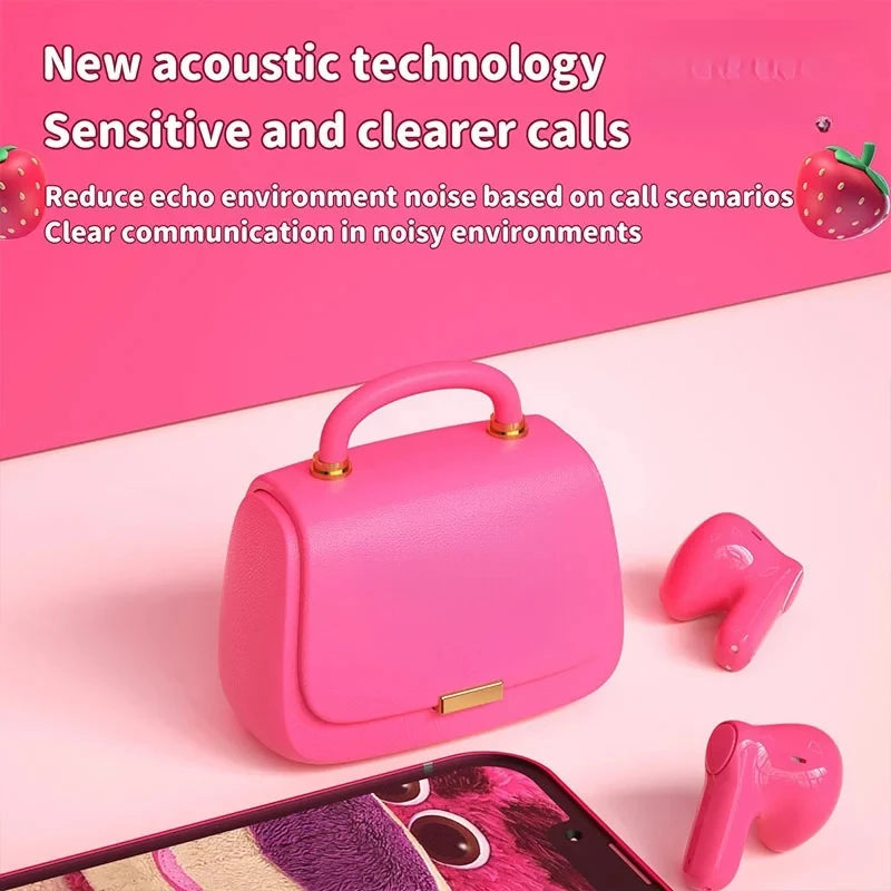 Smart Cute AI Translation Earphones – Mini Cartoon Handbag Bluetooth Earbuds for Girls