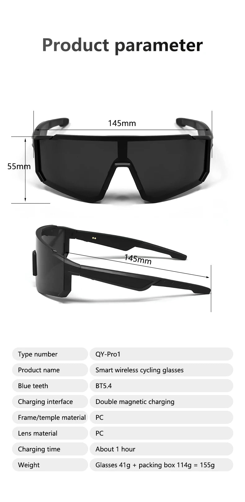 LIGE Smart Glasses Cycling Sport – 100+ Languages AI Translation, Bluetooth, Music, UV Protection