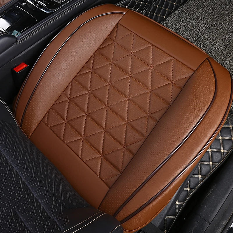 Universal Front Car Seat Covers - PU Leather Auto Seat Protectors with Cushion, Non-Slip Fit for Most Vehicles (Black/Beige/Red)