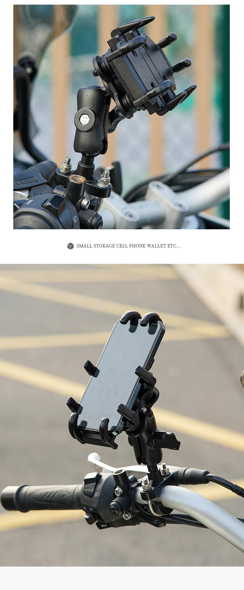 Motorcycle Electric Bike Mobile Phone Holder Aluminum Handlebar Bicycle Riding Bracket GPS Mount Phone Holder W/ Shock Absorber