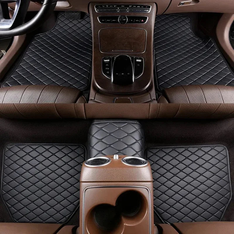 Universal Car Floor Mats PU Leather Waterproof Auto Foot Pad 5Pcs Set Protector Automobile Interior Carpet Accessories Interior