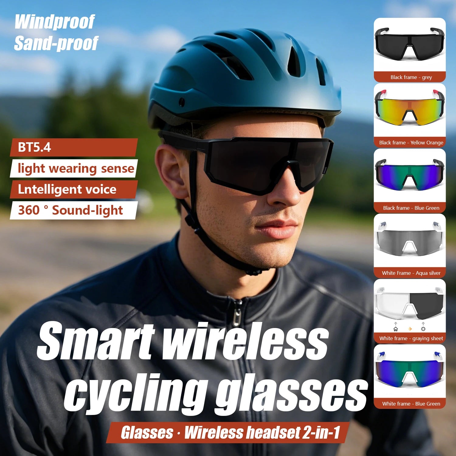 LIGE Smart Glasses Cycling Sport – 100+ Languages AI Translation, Bluetooth, Music, UV Protection