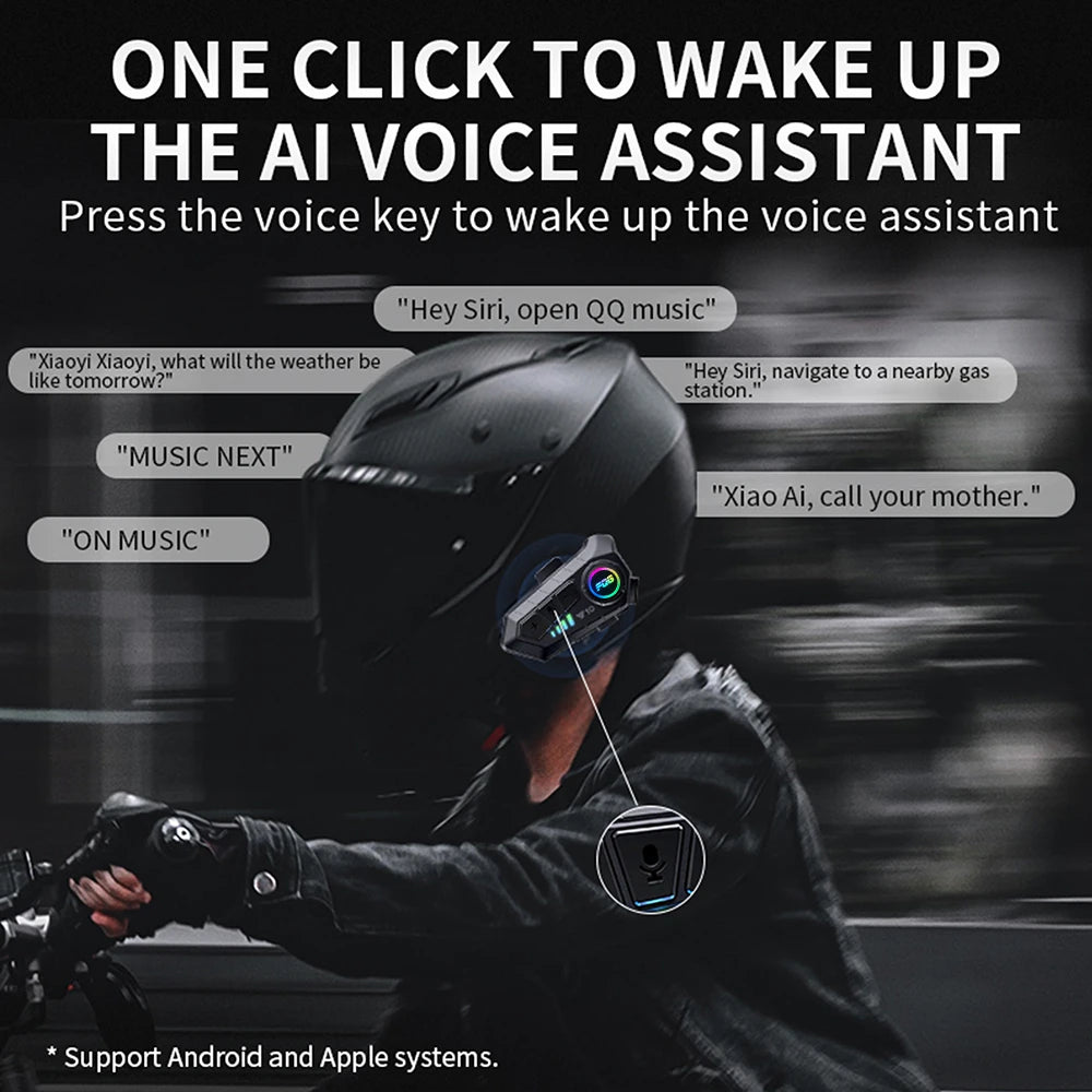 Bluetooth 5.3 Motorcycle Helmet Headset – Waterproof, Hands-Free, MP3