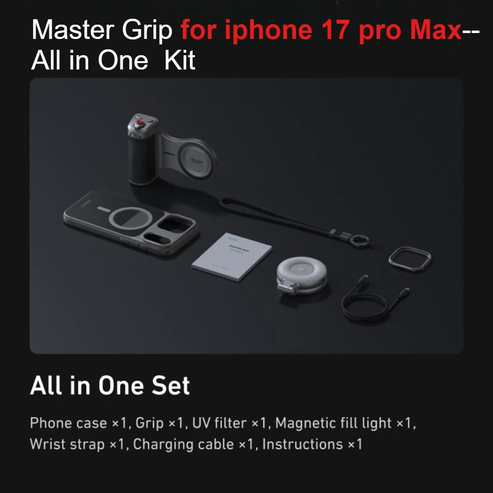 TELESIN Phone Camera Grip for IPhone17 Pro / Pro Max  with Phone Case Remote Shutter Handheld Handheld Photography Accessories