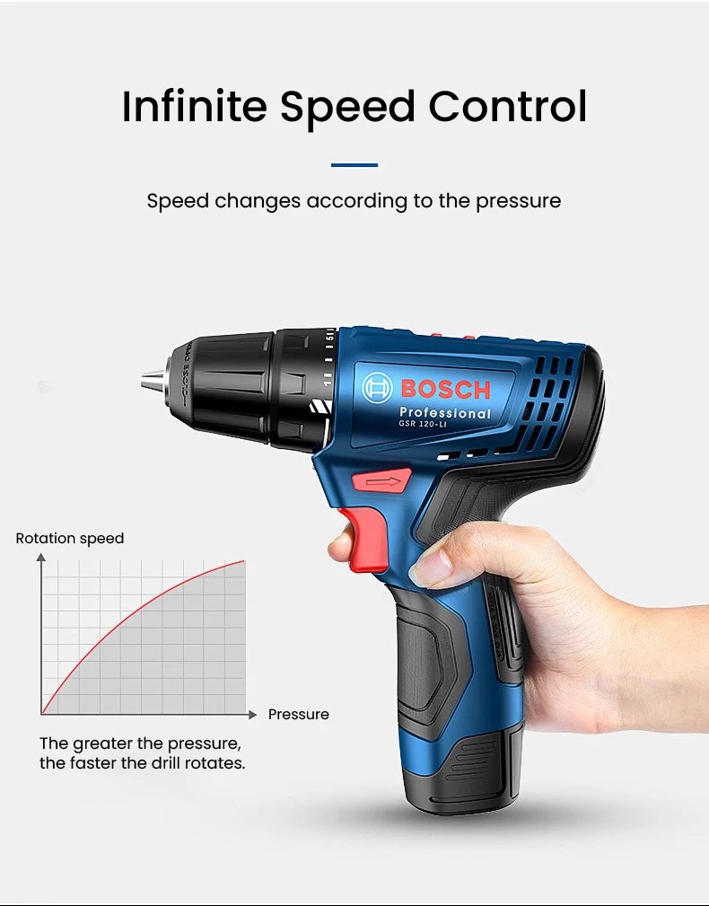 Bosch GSR120 Li 12V Cordless Screwdriver – 30Nm, 20-Level Torque