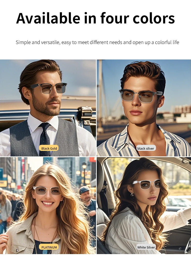 GS13 AI Smart Glasses Color-Changing Lenses Bluetooth Calling Outdoor Sports Photography Music Blue-Light Smart Sunglasses