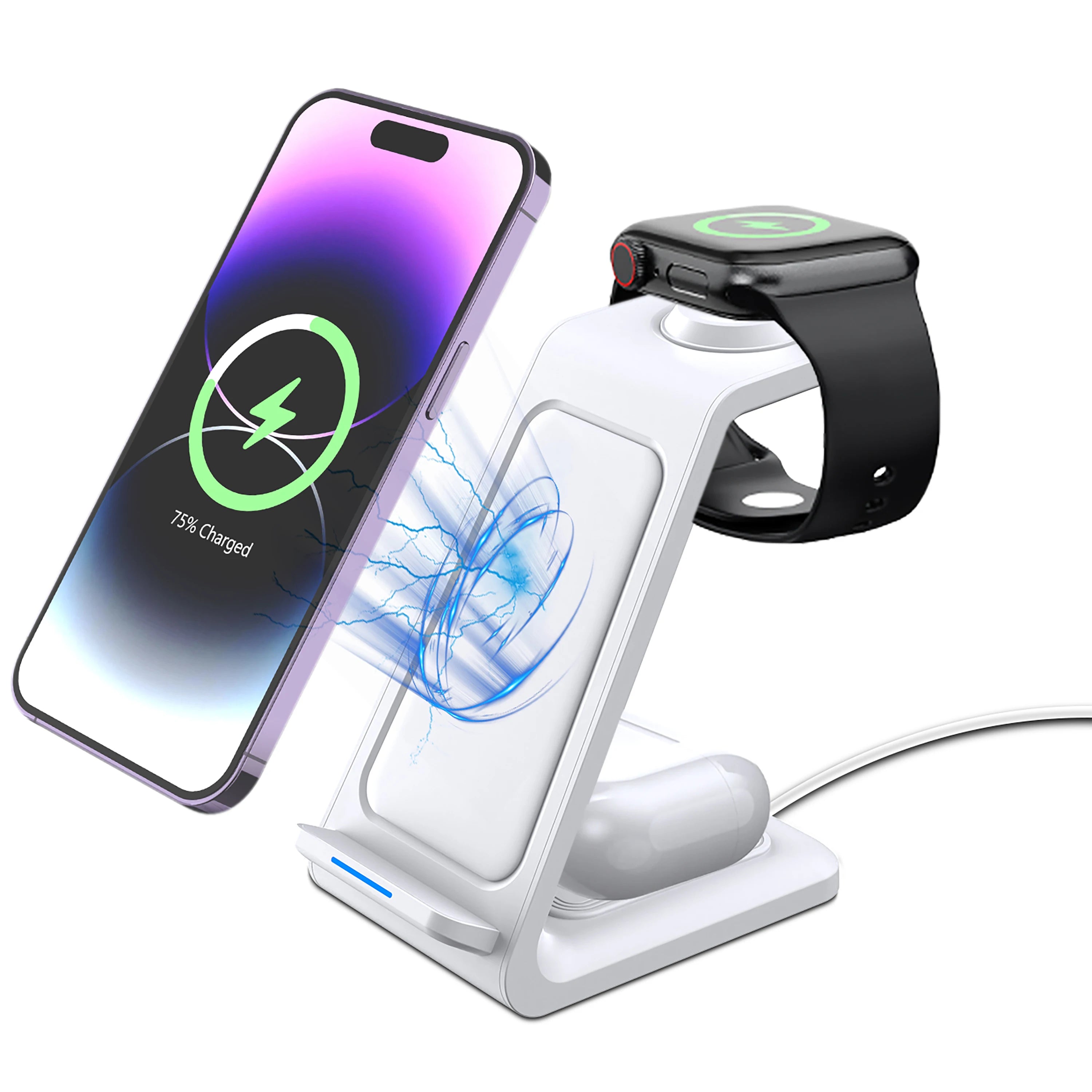 Wireless Charger iPhone Charging Station 3 in 1 Charger Stand Multiple Devices for iPhone 17 16e 16 15 14 Pro Max 13 12
