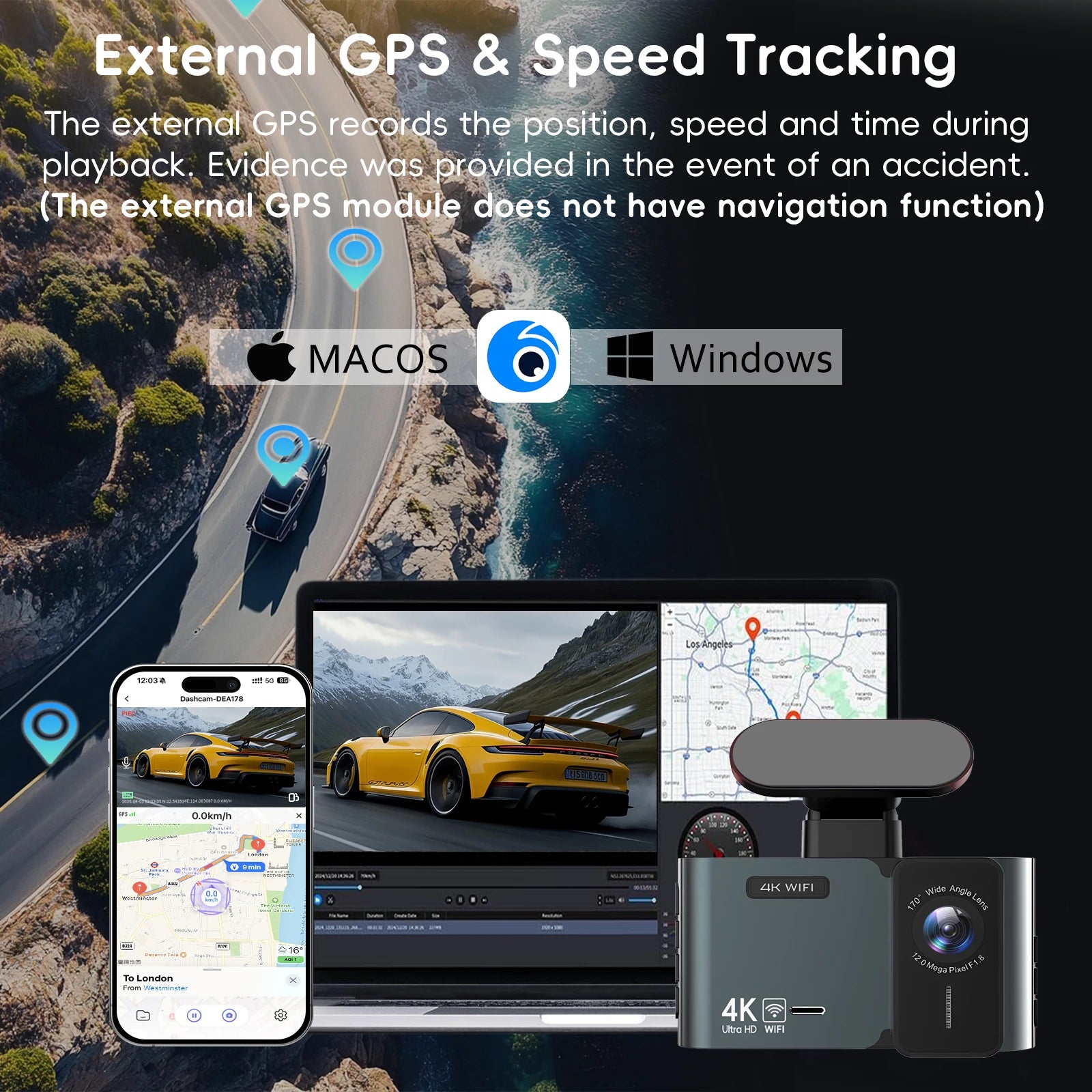 4K Front & 2.5K Rear Dash Cam – SONY IMX678 WIFI GPS 24H Parking Night Vision