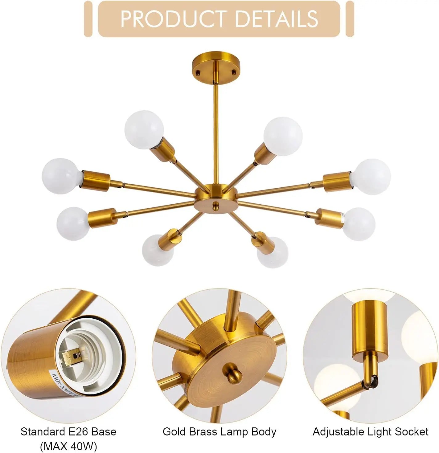 Modern E27 Ceiling Chandelier – Home Lighting for Living Room, Bedroom & Balcony