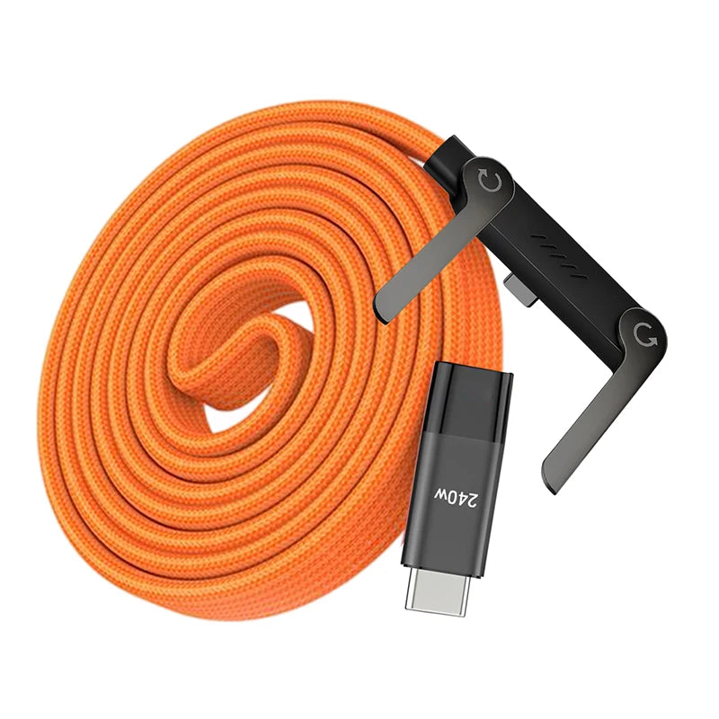 USB Type-C 240W Super Fast Charging Cable 2-in-1 Folding Holder For iPhone 15-17 Android Phone Charger Cable USB To C, C To C