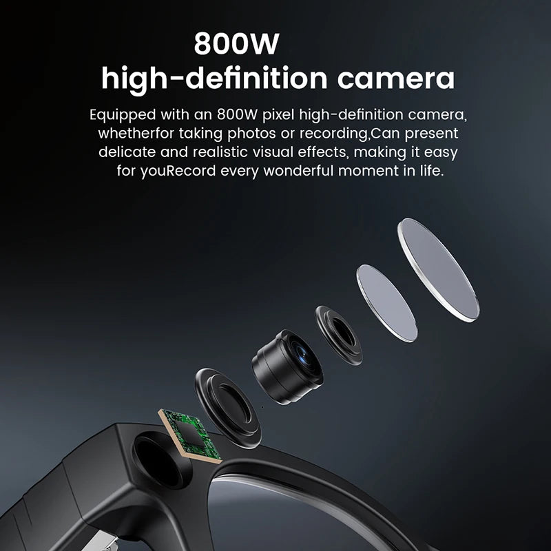 Smart Glasses HD Camera Bluetooth AI Translation – Black Sunglasses