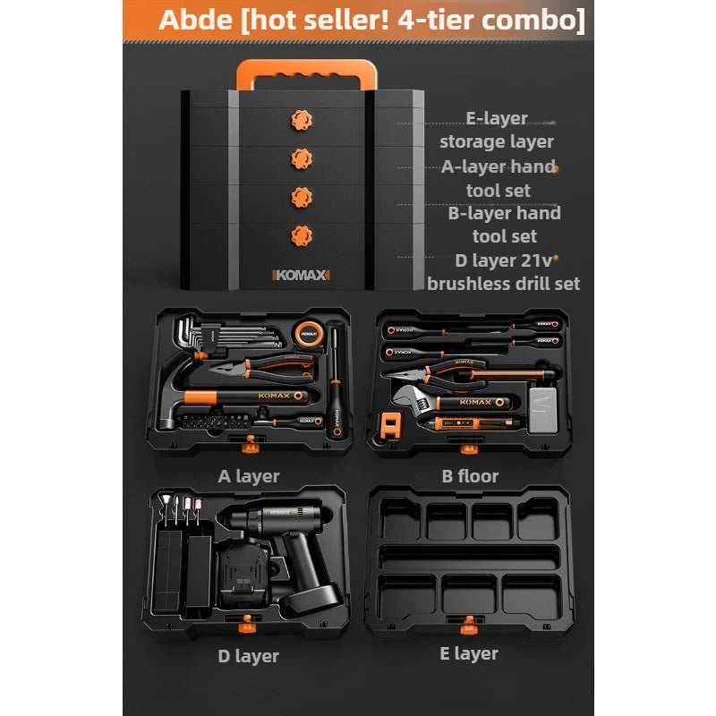 Household Toolbox Set Multi-functional Hand Tool Sets Portable Hardware Woodworking Electrician Toolkit Vehicle Repair Tools