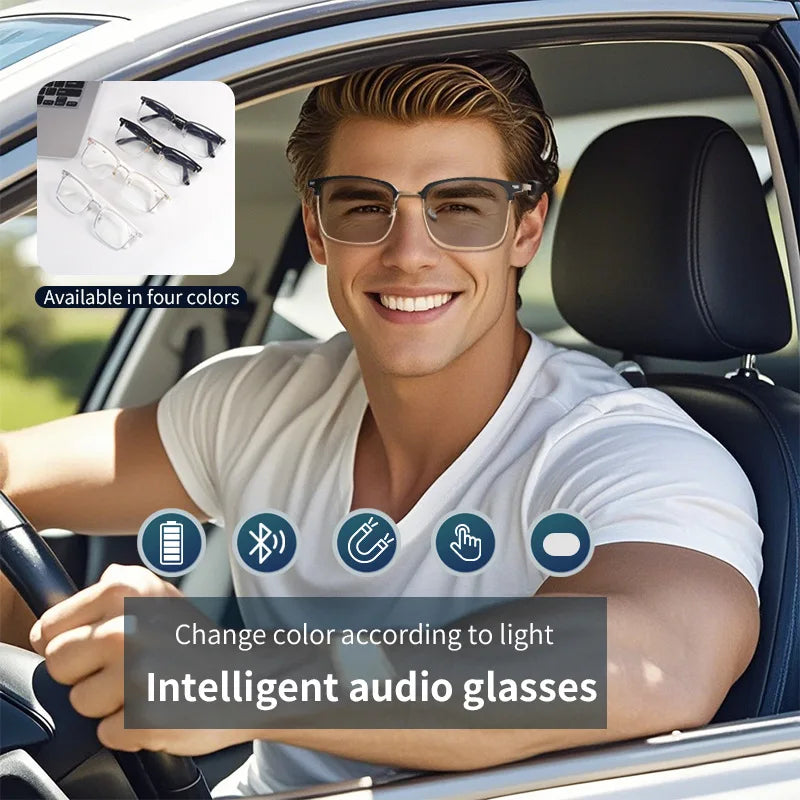 SOVOB GS13 AI Smart Glasses – Color-Changing Lenses, Bluetooth, Music, AI Translator, Anti-Blue Light
