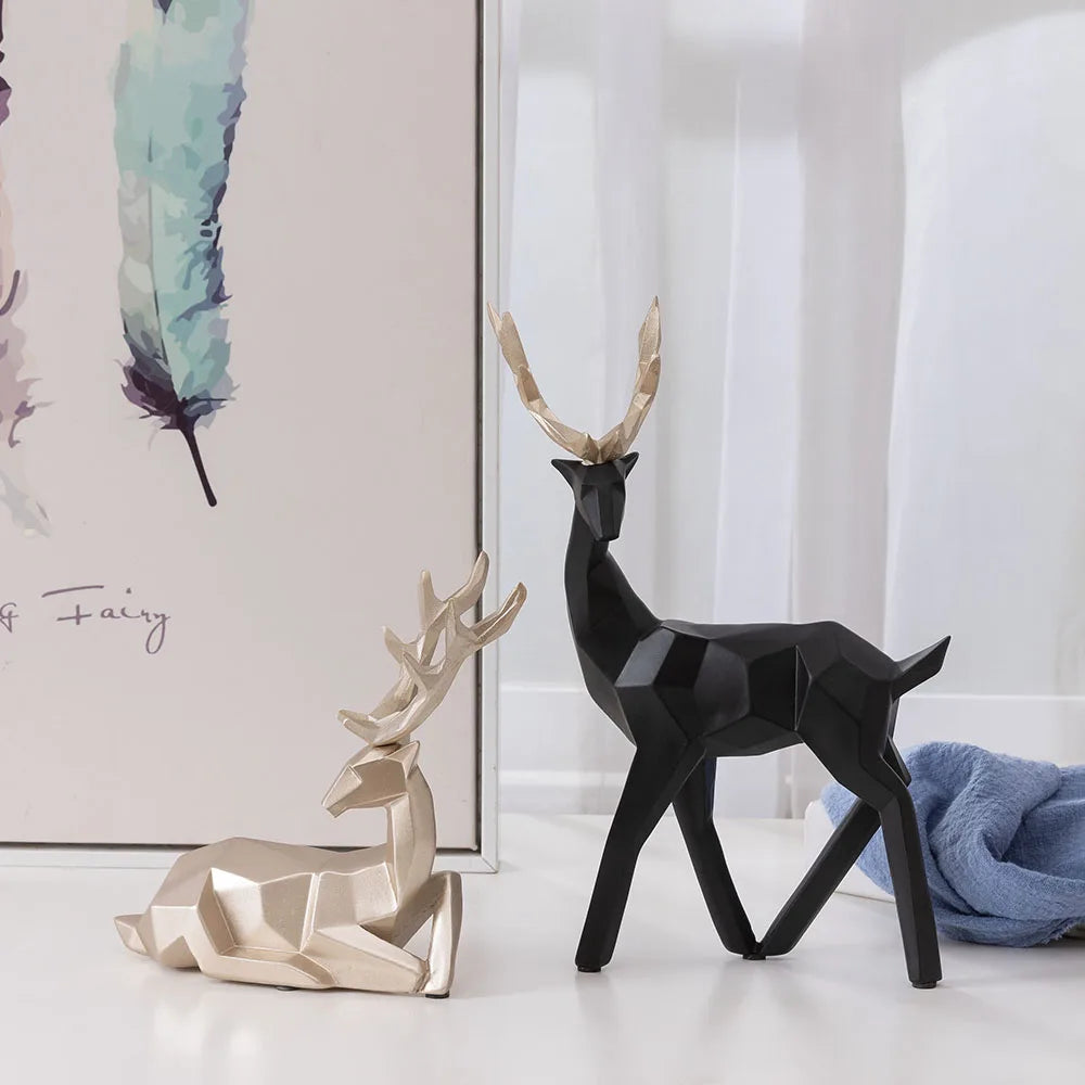 European Resin Geometric Deer Ornament, Decorative Craft for Living Room
