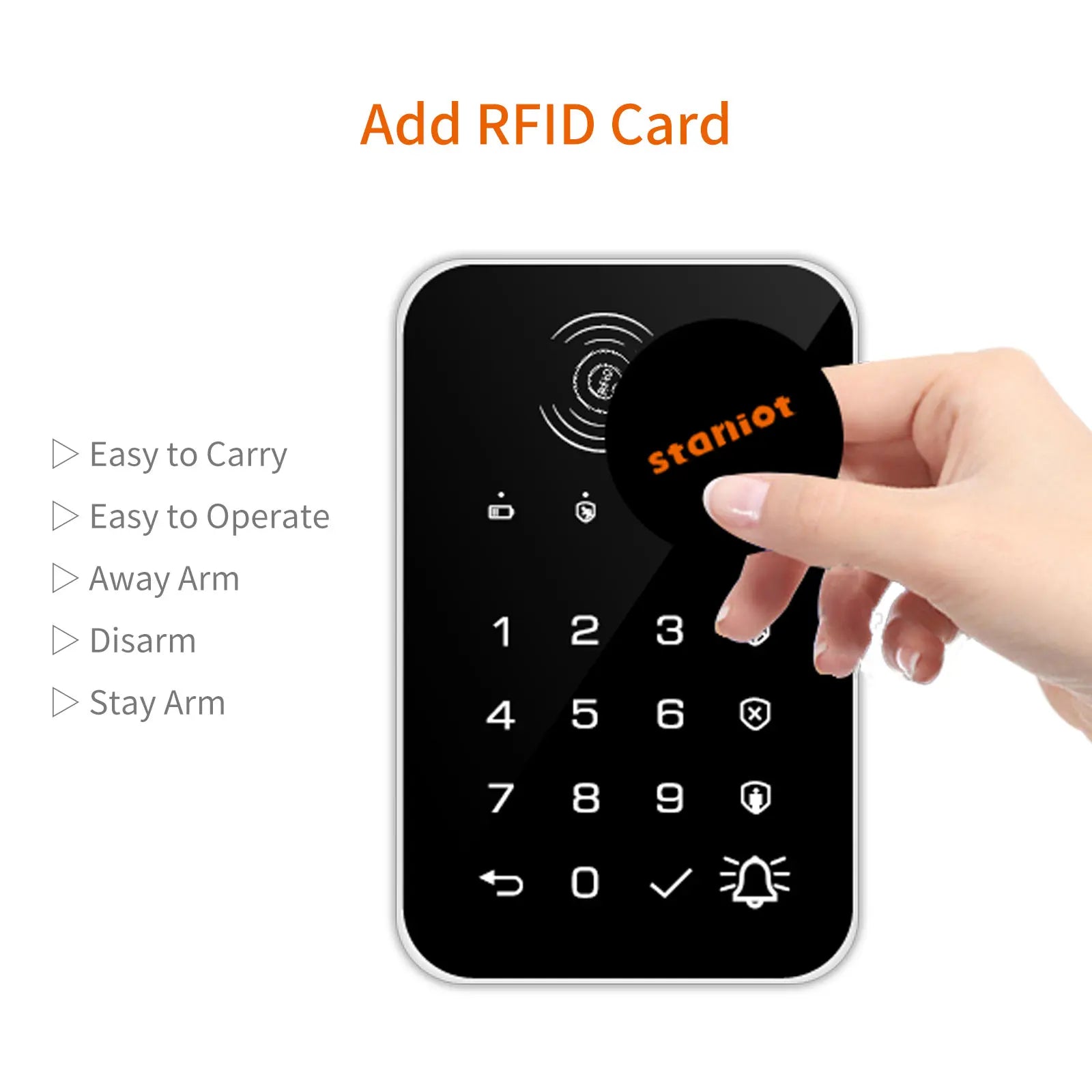 Staniot 433Mhz Wireless Touch Keyboard Lock 2Pcs RFID Card Arm or Disarms Password Keypad For Smart Home Security Alarm System