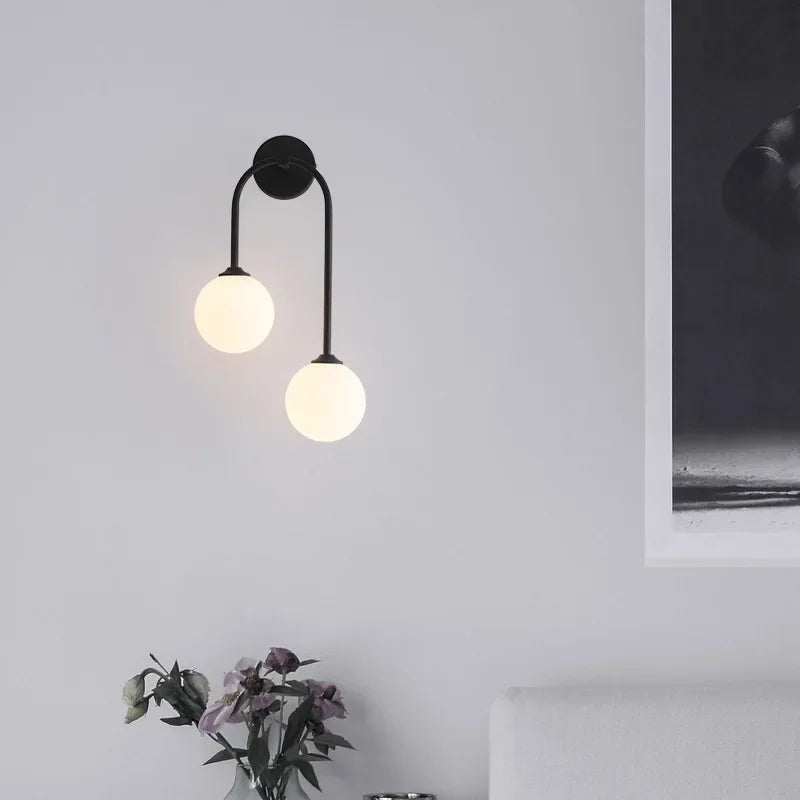 Nordic Wall Lamp – Double Glass Ball Bedroom & Living Room Sconce