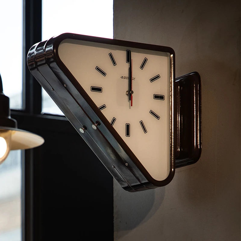 Modern Two-Sided Triangle Wall Clock – Silent Minimalist Design for Living Room