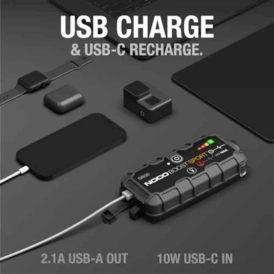 Boost : 500A UltraSafe Jump Starter 12V Lithium Battery Booster Pack Portable Jump Box Power Bank and Jumper Cables - for 4.0L