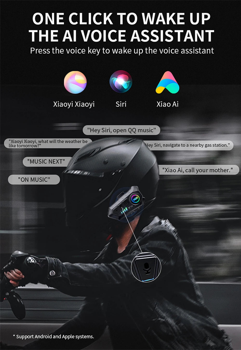 Bluetooth 5.3 Motorcycle Helmet Headset – Waterproof, Hands-Free, MP3