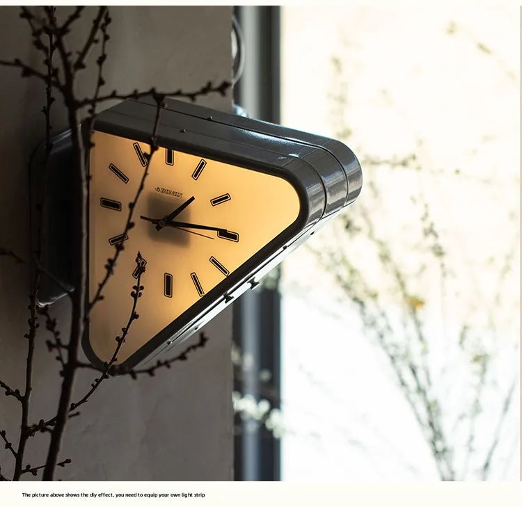 Modern Two-Sided Triangle Wall Clock – Silent Minimalist Design for Living Room