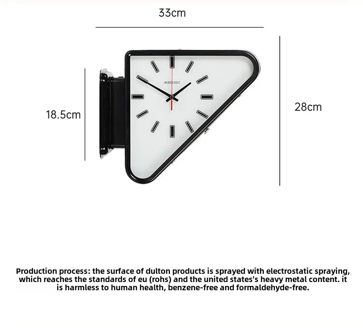 Modern Two-Sided Triangle Wall Clock – Silent Minimalist Design for Living Room