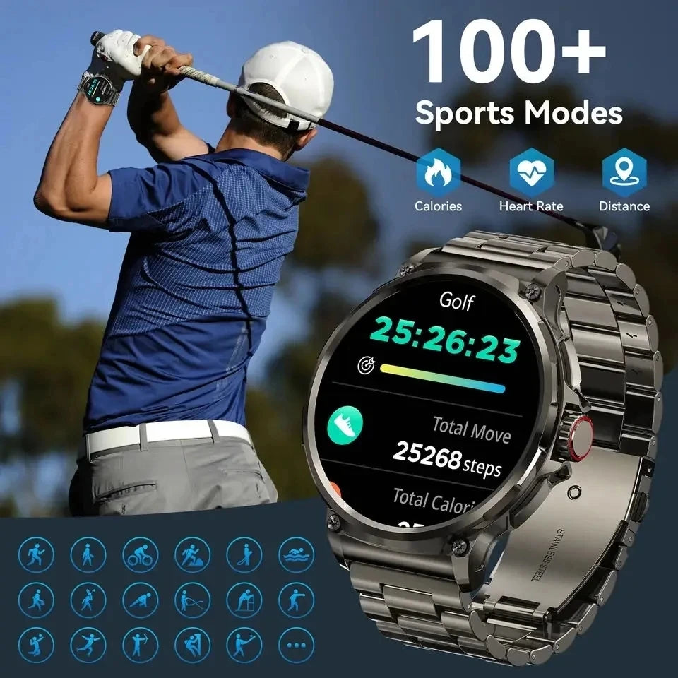 2026 New SmartWatch Men 1.85-Inch HD Sports Bluetooth Call GPS Sports Fitness Tracker Heart Monitor 710mAh Waterproof For Gift