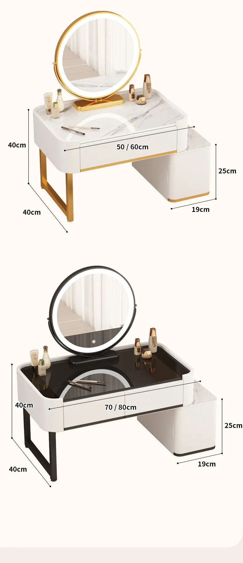 Luxury Dressing Table with Mirror – Makeup Organiser & Storage Shelf
