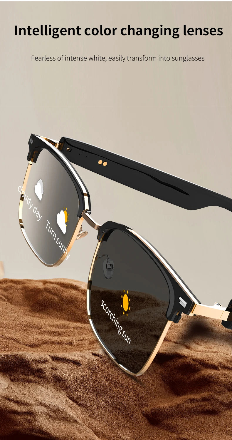 GS13 AI Smart Glasses Color-Changing Lenses Bluetooth Calling Outdoor Sports Photography Music Blue-Light Smart Sunglasses