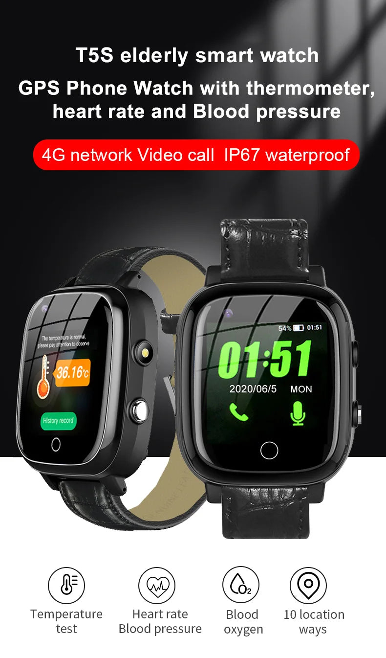 4G Smart Watch for Seniors – SIM Card, GPS Tracking, SOS Alert, Activity & Heart Rate Tracking