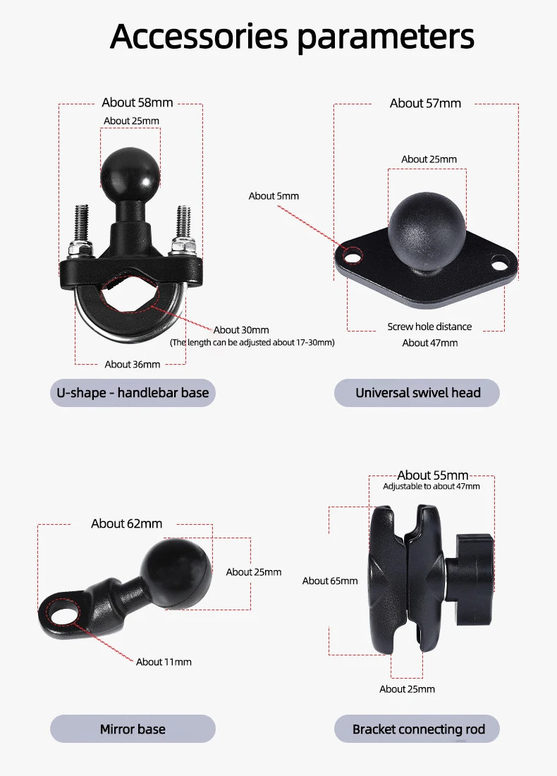 Motorcycle Electric Bike Mobile Phone Holder Aluminum Handlebar Bicycle Riding Bracket GPS Mount Phone Holder W/ Shock Absorber