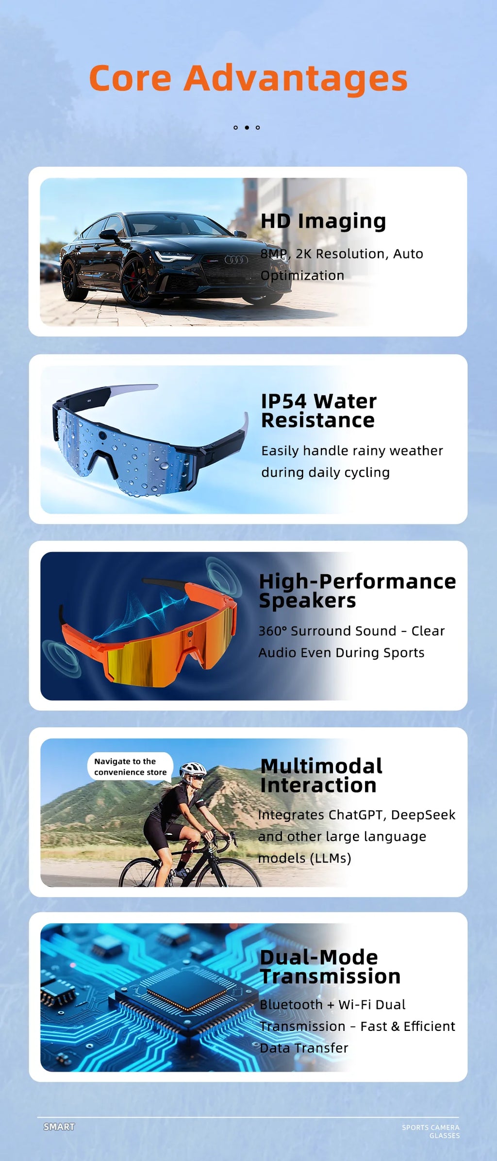 2026 Smart Glasses Men – 800W HD Photo & Video, Bluetooth Call, AI Translation, Anti-Glare