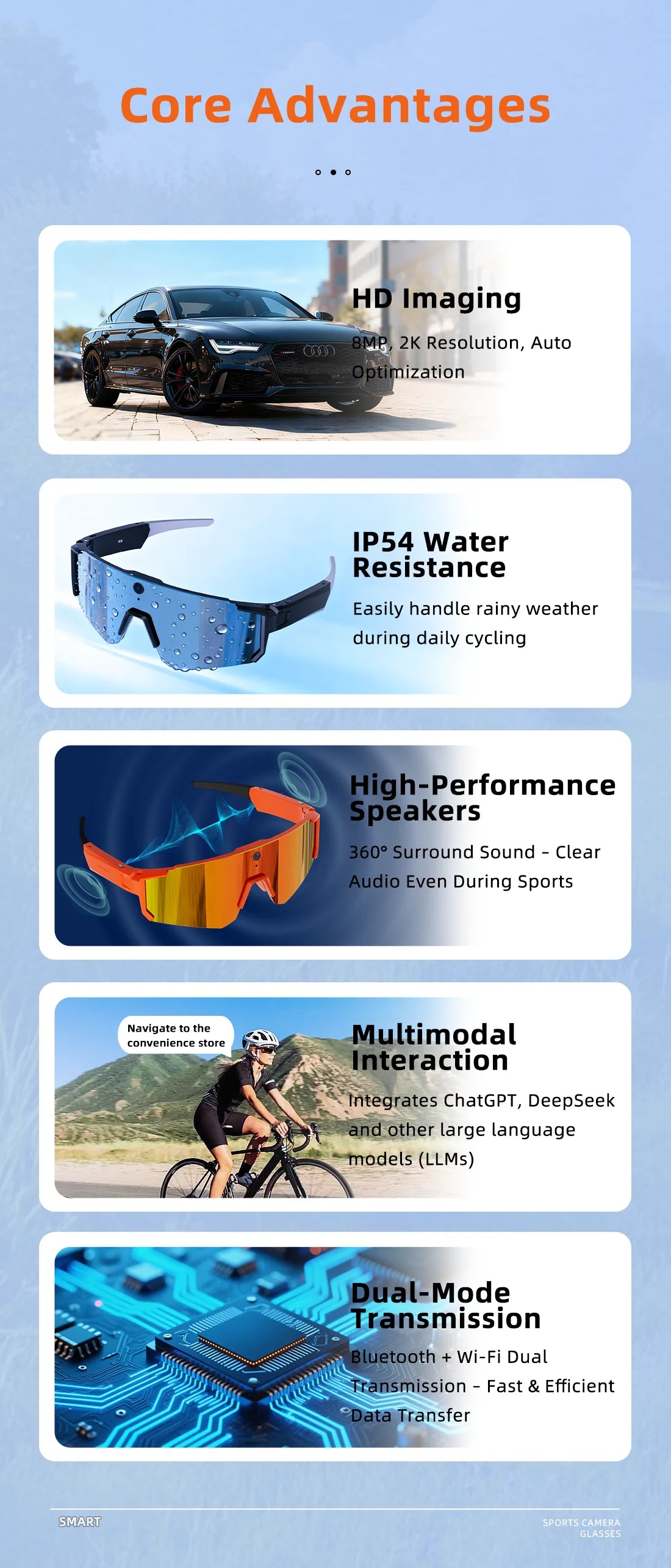 2026 Smart Glasses Men – 800W HD Photo & Video, Bluetooth Call, AI Translation, Anti-Glare