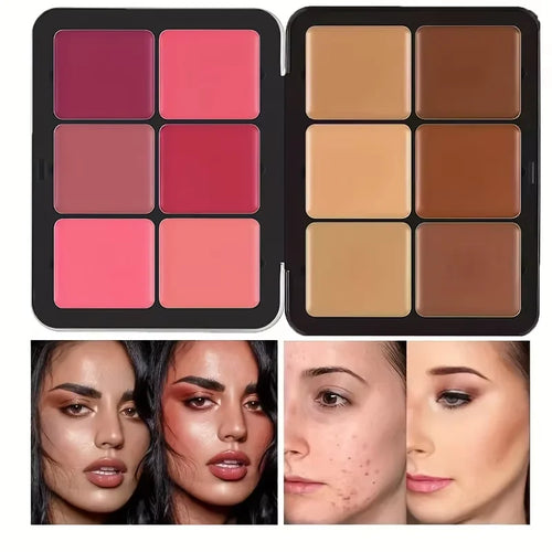 12-Colour Concealer & Blush Palette – Matte, Highlight & Contour Makeup Rouge