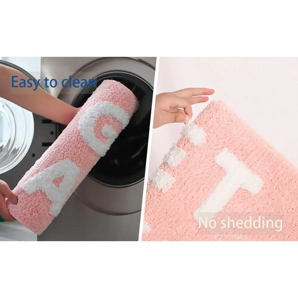 Pink and White Bath Mat Cute Non Slip Get Naked Bathroom Rugs Machine Washable Super Absorbent Floor Carpet Tub Shower Bedroom
