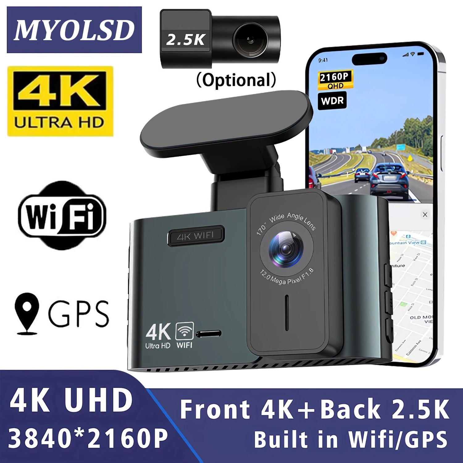 4K Front & 2.5K Rear Dash Cam – SONY IMX678 WIFI GPS 24H Parking Night Vision