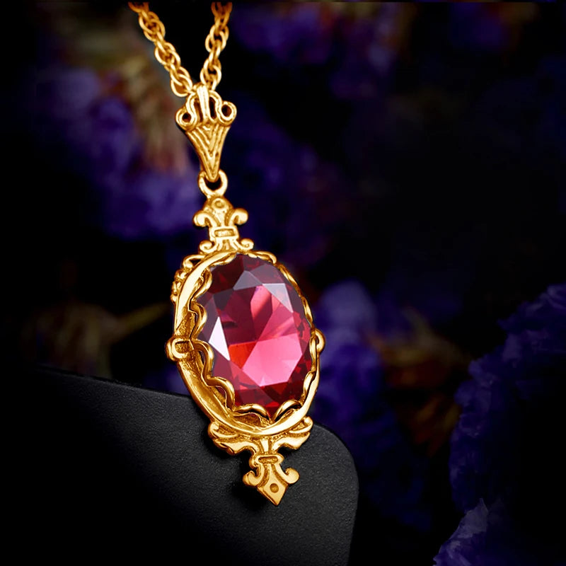 Hand Made Real 925 Sterling Silver Garnet Stone Necklace Pendant For Women Statement Vintage Fine Jewelry Mother Trendy Gifts