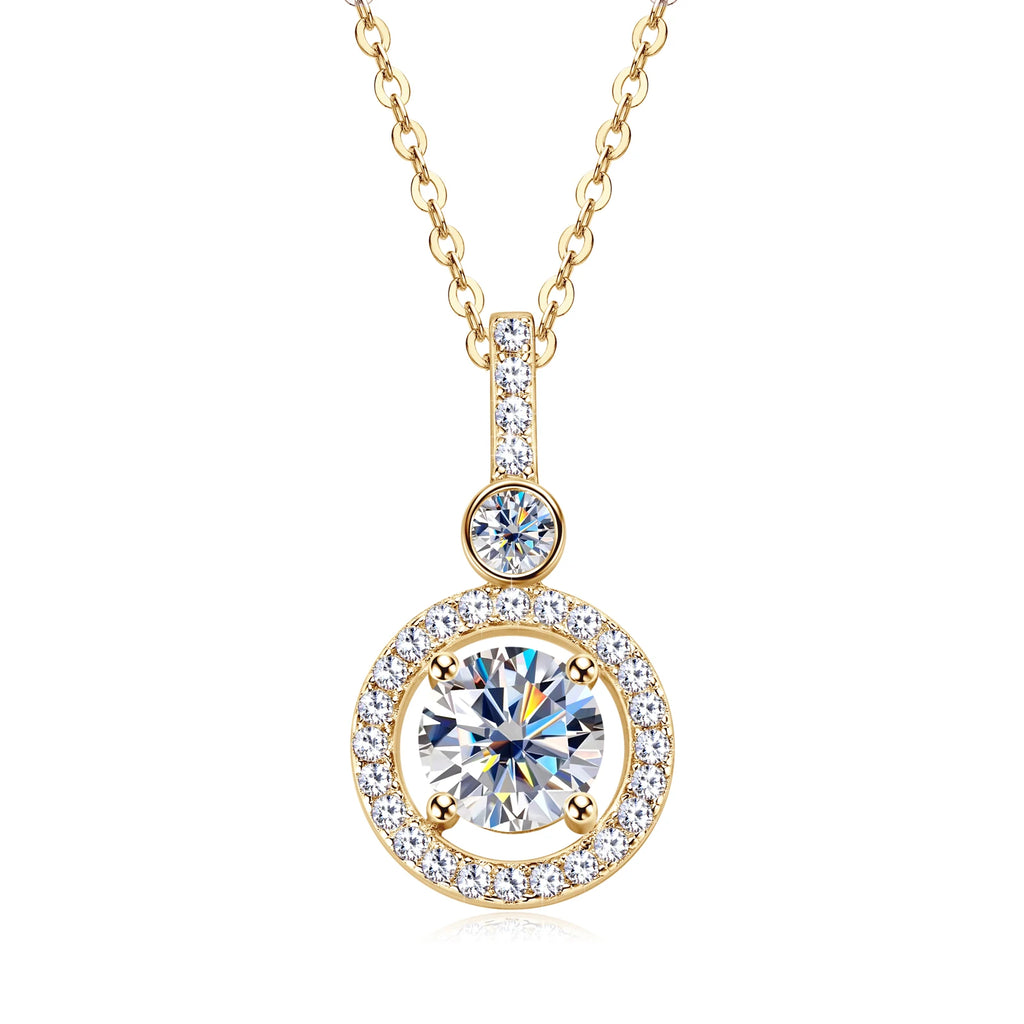 925 Silver Full Moissanite Pendant Necklace Certified 6.5mm D Color Lab Created Diamond Necklace for Women Quality Jewelry Gift