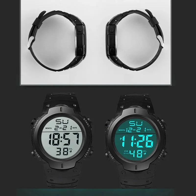 Men's Sport LED Digital Watch, Multi-Function Rubber Fitness Athlete Electronic Clock