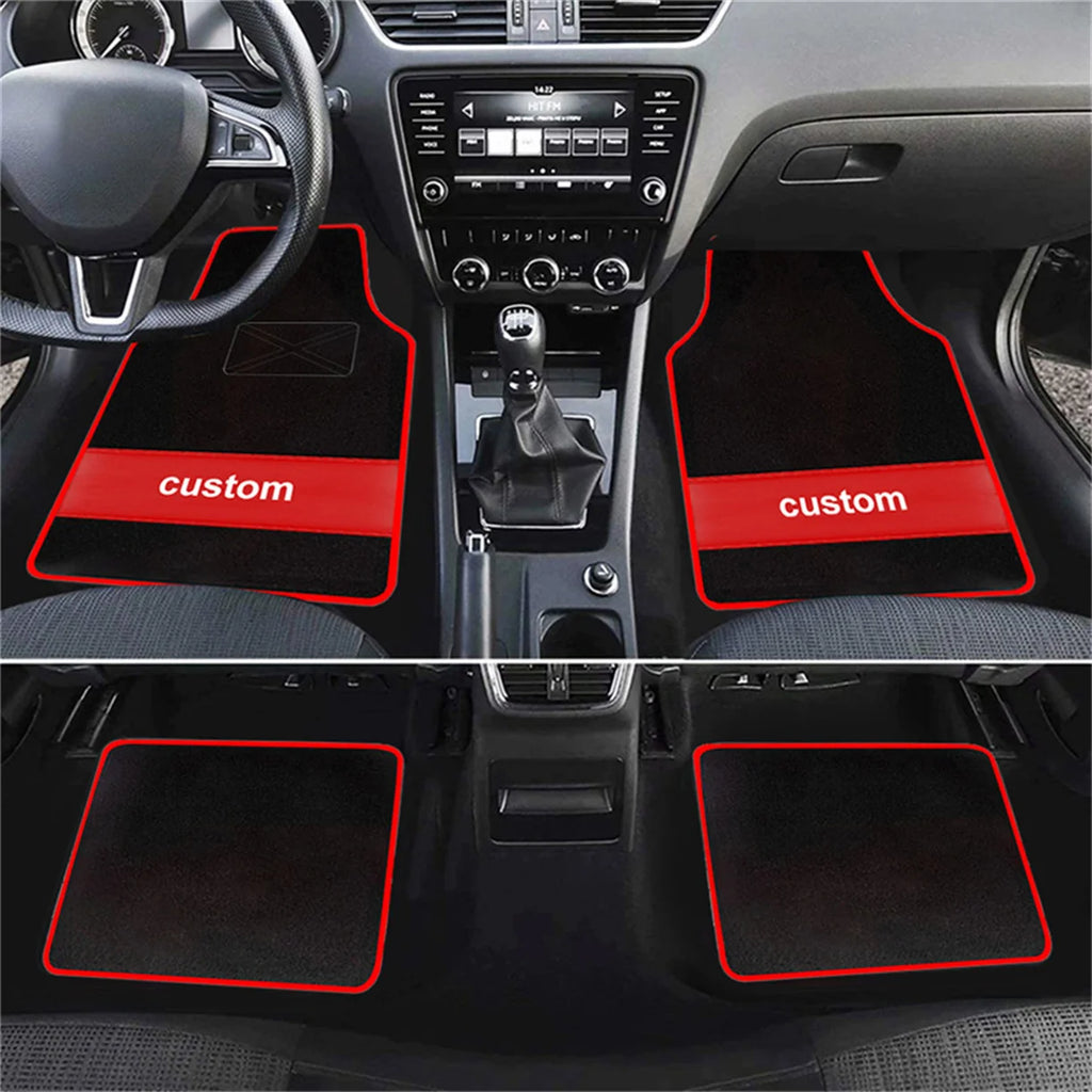 Custom Text Car Floor Mats – Full Set of 4 Front & Rear Universal Carpet