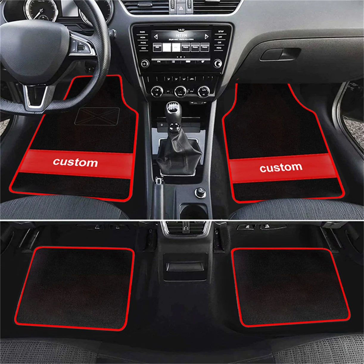 Custom Text Car Floor Mats – Full Set of 4 Front & Rear Universal Carpet