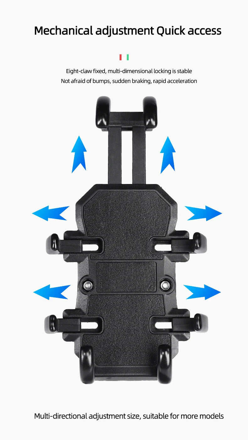 Motorcycle Electric Bike Mobile Phone Holder Aluminum Handlebar Bicycle Riding Bracket GPS Mount Phone Holder W/ Shock Absorber