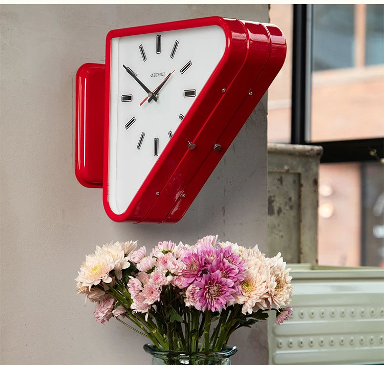 Modern Two-Sided Triangle Wall Clock – Silent Minimalist Design for Living Room