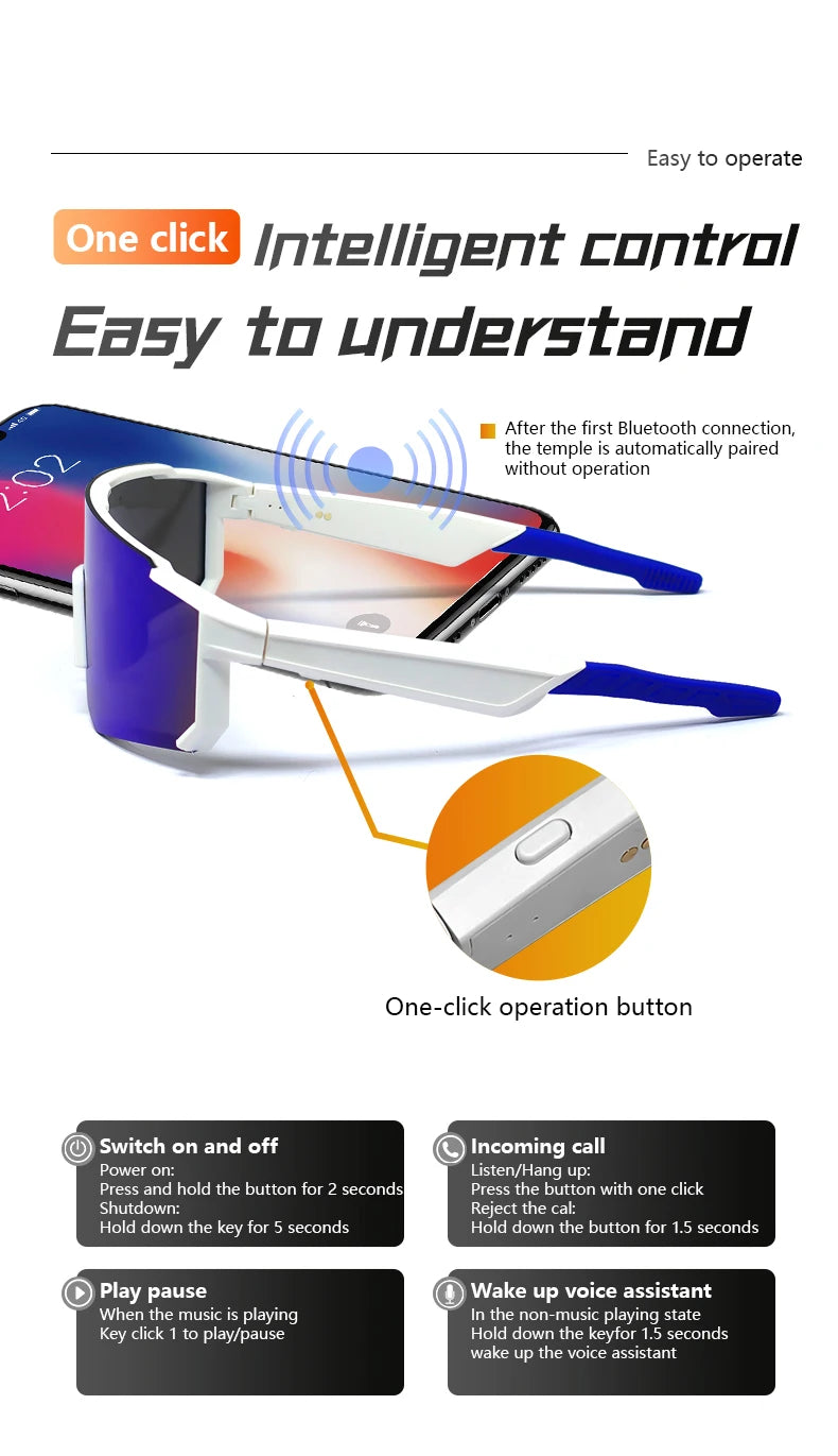 LIGE Smart Glasses Cycling Sport – 100+ Languages AI Translation, Bluetooth, Music, UV Protection