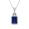 ATTAGEMS New Asscher Cut 14*10mm Blue Sapphire 925 Sterling Silver Necklace for Women Diamond Wedding High Quality Jewelry Gifts