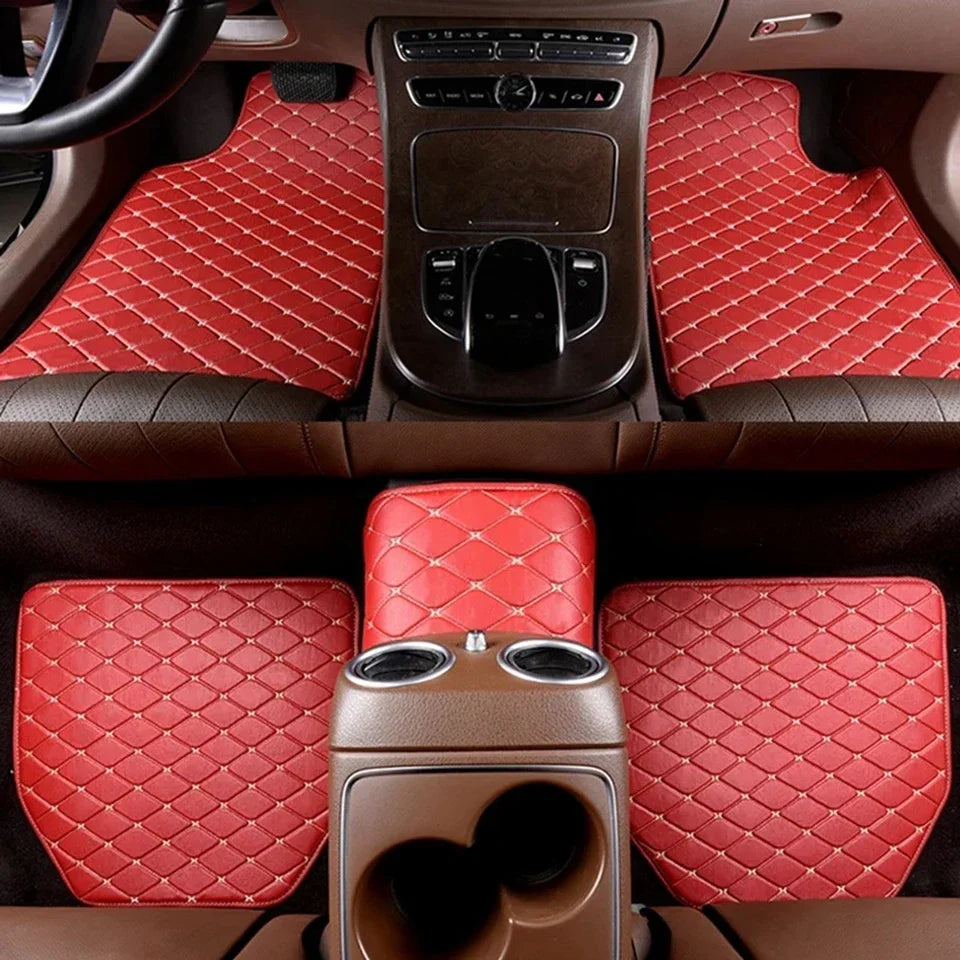 Universal Car Floor Mats PU Leather Waterproof Auto Foot Pad 5Pcs Set Protector Automobile Interior Carpet Accessories Interior
